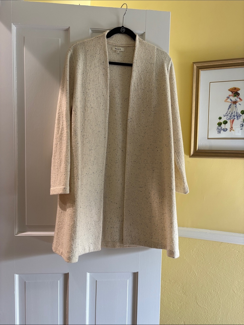 Madewell Open-Front Cream Speckled Knit Cardigan Sweater/jacket